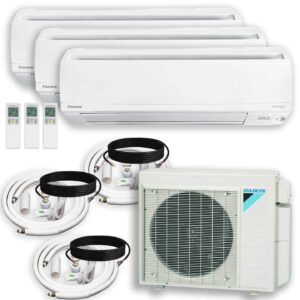 daikin (3 zone) 3mxs air conditioner heat pump + maxwell 15 ft. installation kit + wall bracket (9000 + 9000 + 15000 btu)