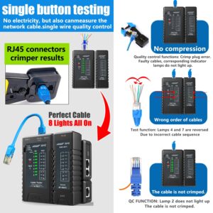 NOYAFA NF-468CS Network Cable Tester Telephone & Continuity Tester Ethernet Cable Mapper for RJ45/RJ11/RJ12/CAT5/CAT6/POE Test UTP/STP Network Test Tool (Black)