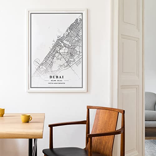 Dear Mapper Dubai View Abstract Road Modern Map Art Minimalist Painting Black and White Canvas Line Art Print Poster Art Print Poster Home Decor (Set of 3 Unframed) (12x16inch)