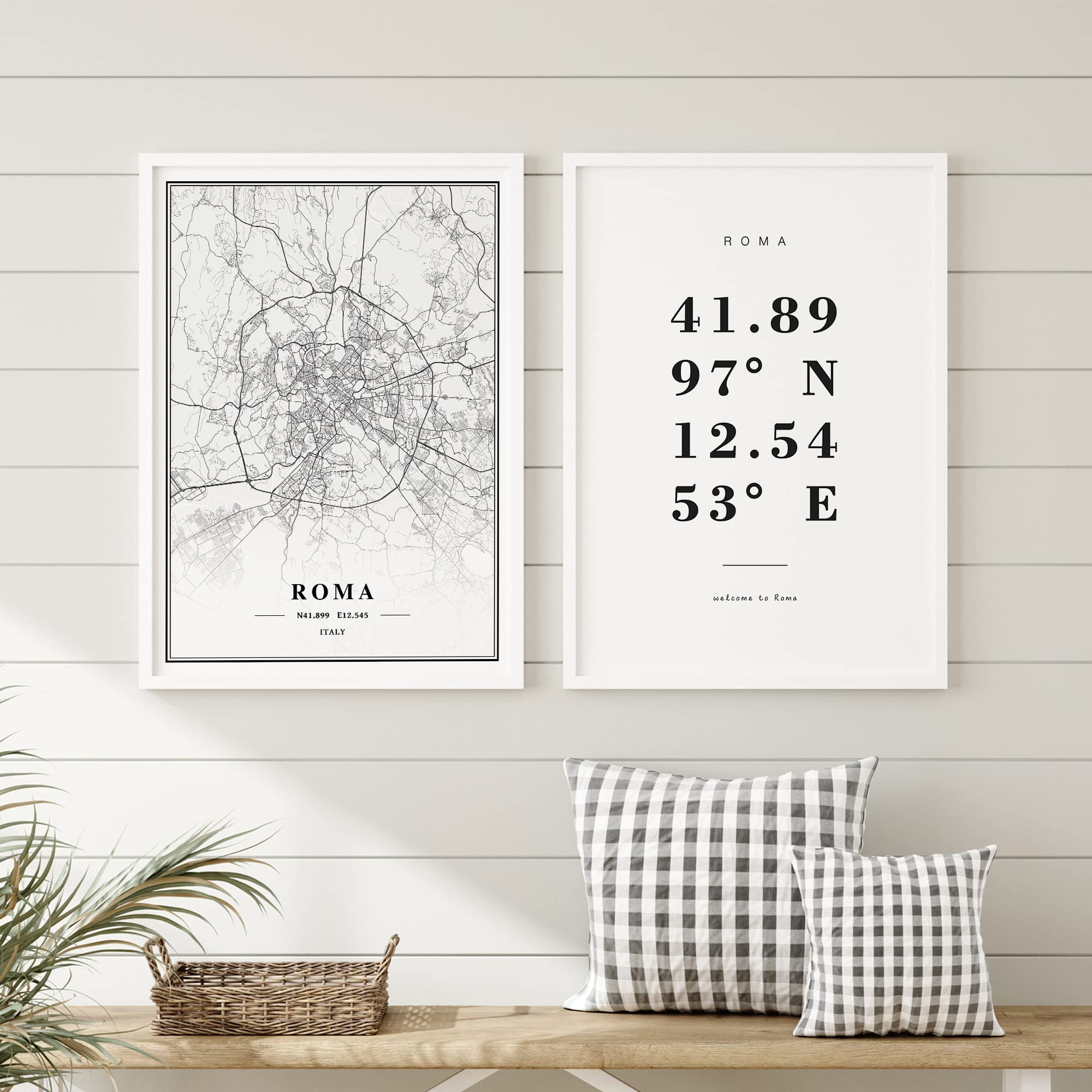 Dear Mapper Roma Italy View Abstract Road Modern Map Art Minimalist Painting Black and White Canvas Line Art Print Poster Art Print Poster Home Decor (Set of 3 Unframed) (12x16inch)