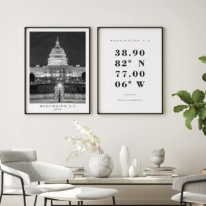 Dear Mapper Washington DC United States View Abstract Road Modern Map Art Minimalist Painting Black and White Canvas Line Art Print Poster Art Print Poster Home Decor (Set of 3 Unframed) (24x36inch)