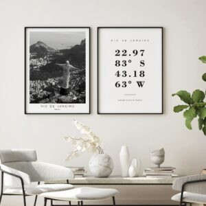 Dear Mapper Rio de Janeiro Brazil View Abstract Road Modern Map Art Minimalist Painting Black and White Canvas Line Art Print Poster Art Print Poster Home Decor (Set of 3 Unframed) (12x16inch)