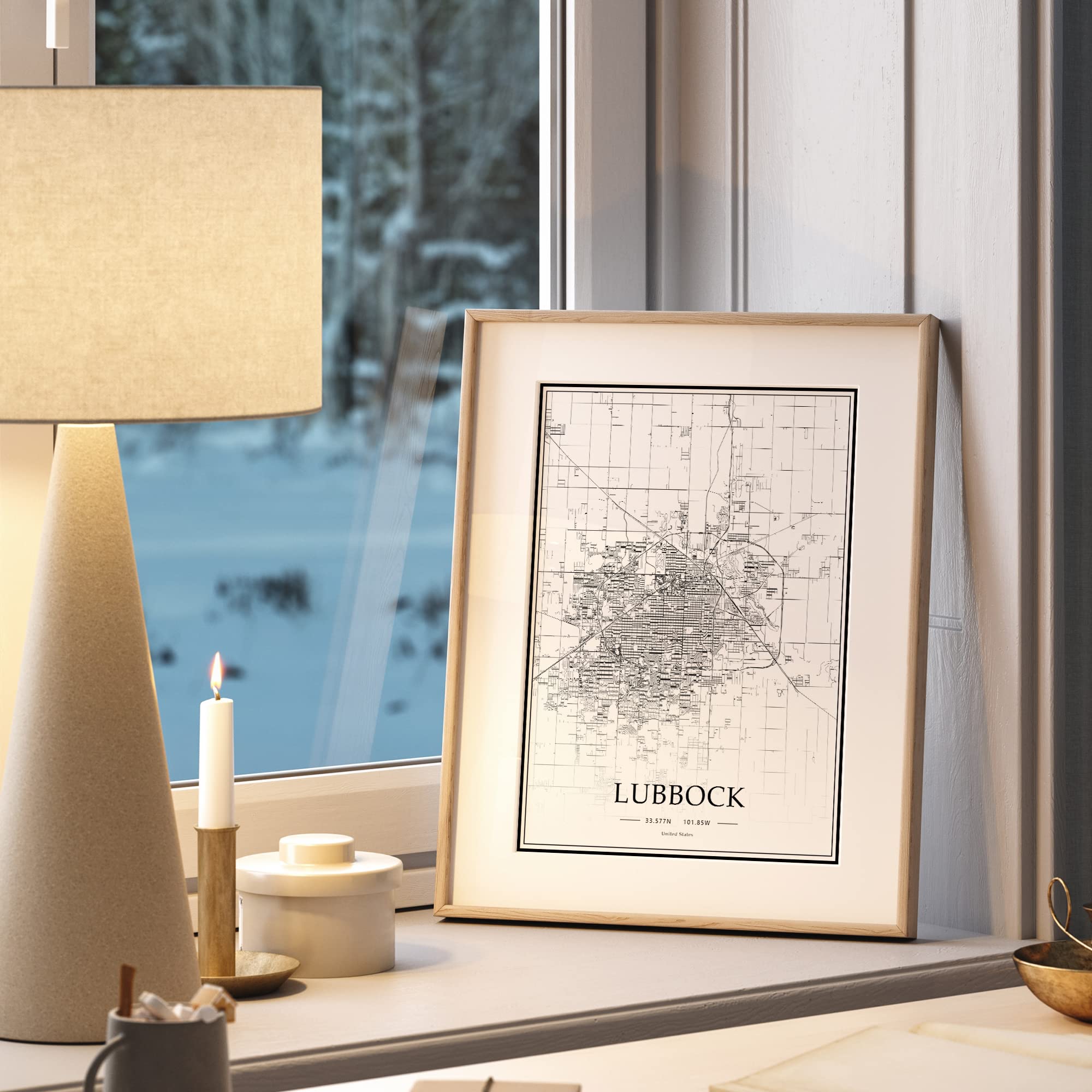 Dear Mapper Lubbock United States View Abstract Road Modern Map Art Minimalist Painting Black and White Canvas Line Art Print Poster Art Line Paintings Home Decor (Set of 3 Unframed) (16x24inch)