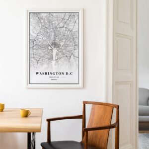 Dear Mapper Washington DC United States View Abstract Road Modern Map Art Minimalist Painting Black and White Canvas Line Art Print Poster Art Print Poster Home Decor (Set of 3 Unframed) (12x16inch)