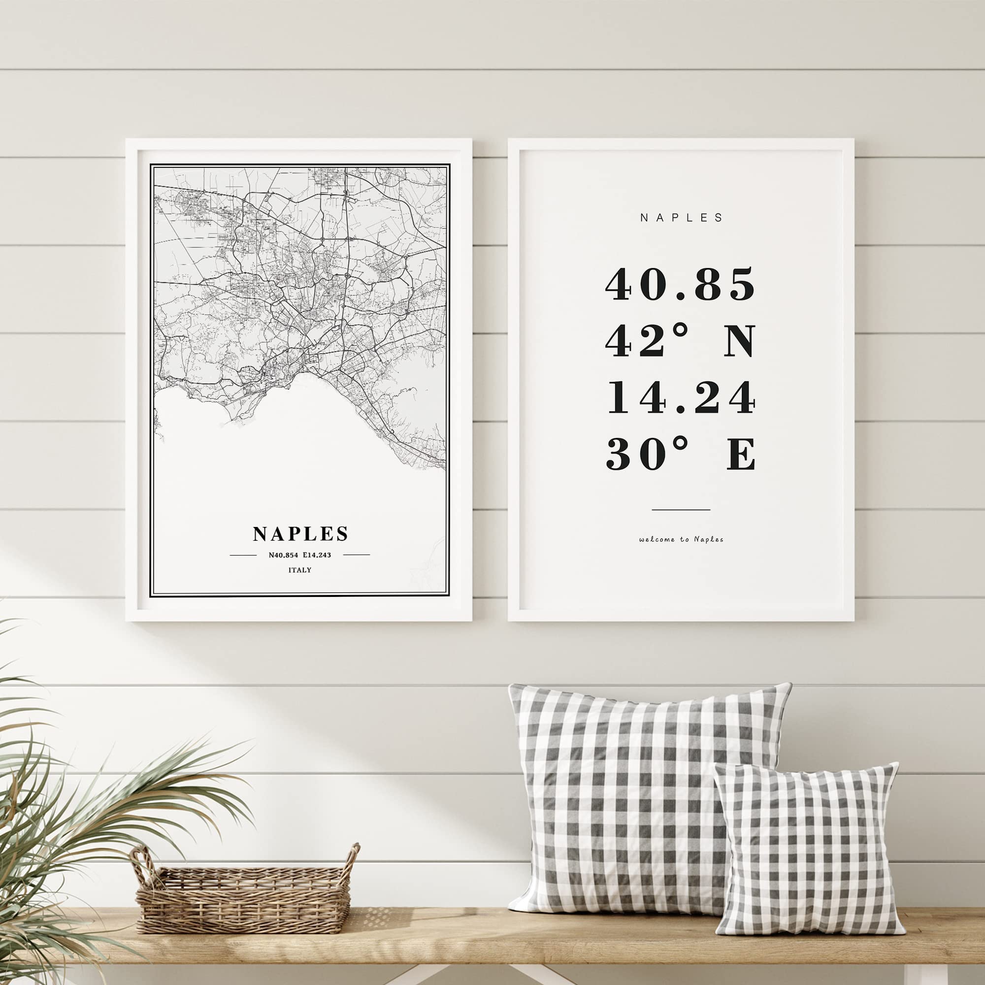 Dear Mapper Naples Italy View Abstract Road Modern Map Art Minimalist Painting Black and White Canvas Line Art Print Poster Art Print Poster Home Decor (Set of 3 Unframed) (12x16inch)