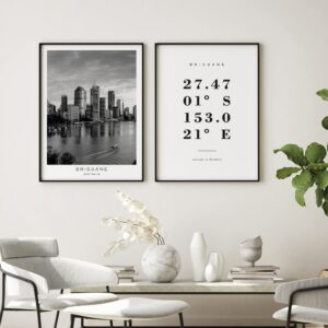 Dear Mapper Brisbane Australia View Abstract Road Modern Map Art Minimalist Painting Black and White Canvas Line Art Print Poster Art Print Poster Home Decor (Set of 3 Unframed) (16x24inch)