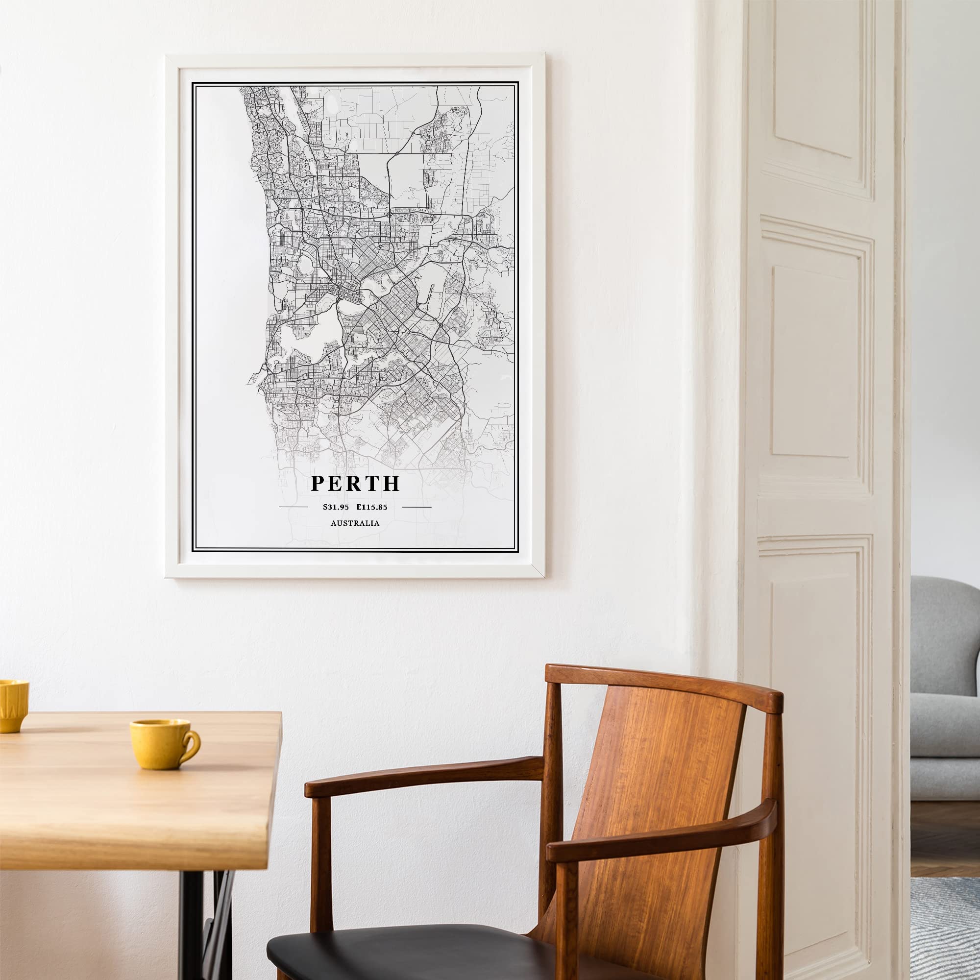 Dear Mapper Perth Australia View Abstract Road Modern Map Art Minimalist Painting Black and White Canvas Line Art Print Poster Art Print Poster Home Decor (Set of 3 Unframed) (16x24inch)