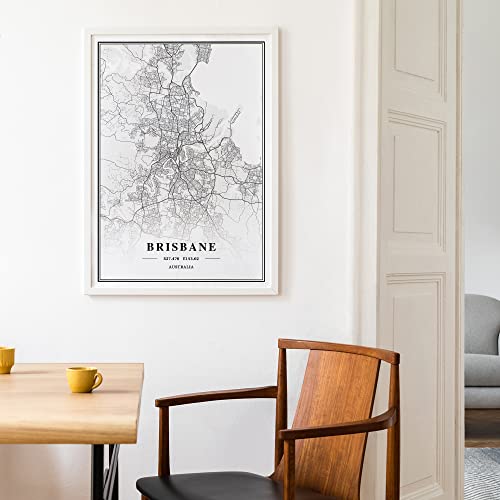 Dear Mapper Brisbane Australia View Abstract Road Modern Map Art Minimalist Painting Black and White Canvas Line Art Print Poster Art Print Poster Home Decor (Set of 3 Unframed) (16x20inch)