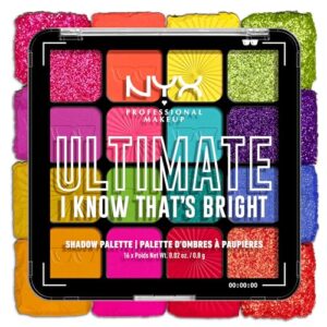 nyx professional makeup ultimate shadow palette, eyeshadow palette - brights