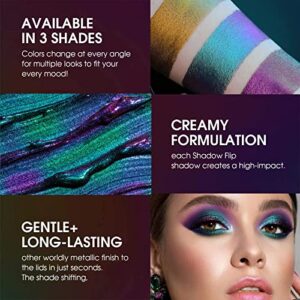 Jolilab Metallic Liquid Chameleon Eyeshadow, Multi-Dimensional Eye Looks, Long-lasting Holographic Glitter Multichrome Eyeshadows Makeup (#Peacock+Wonder+Ember)