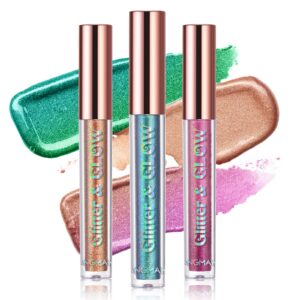 BestLand Liquid Glitter Eyeshadow Set, Multichrome Glitter Shimmer Eye Looks Waterproof Long Lasting Quick-Drying Sparkling Eye Shadow Liquid Highlighter Christmas Makeup Kits (Magic Color)