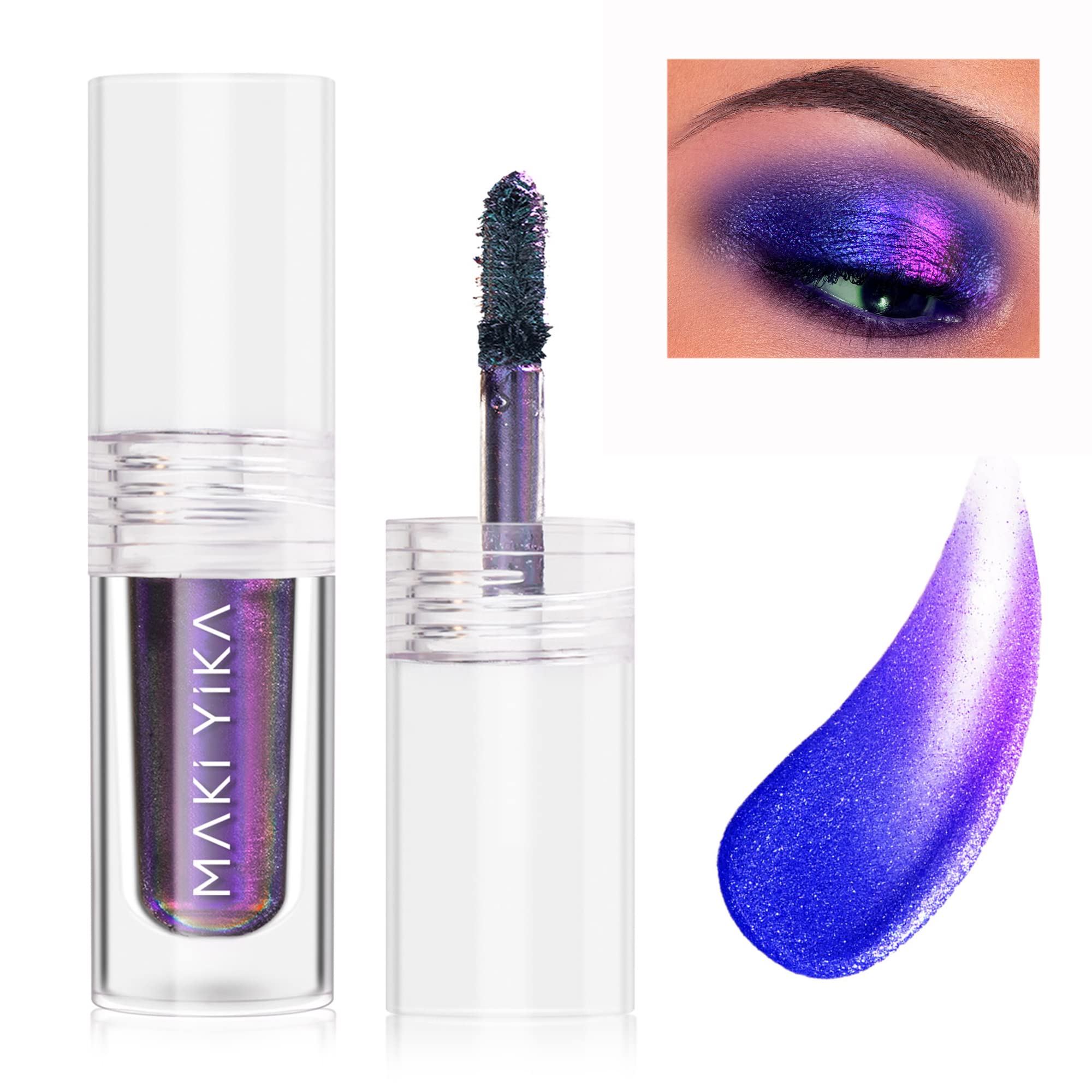 MAKI YIKA Glitter Eyeshadow Purple Liquid Multichrome Eyeshadows Long Lasting, Metallic Chameleon Eye Shadow Smudgeproof Holographic Multi-Dimensional Eye Looks (#1 Twilight)