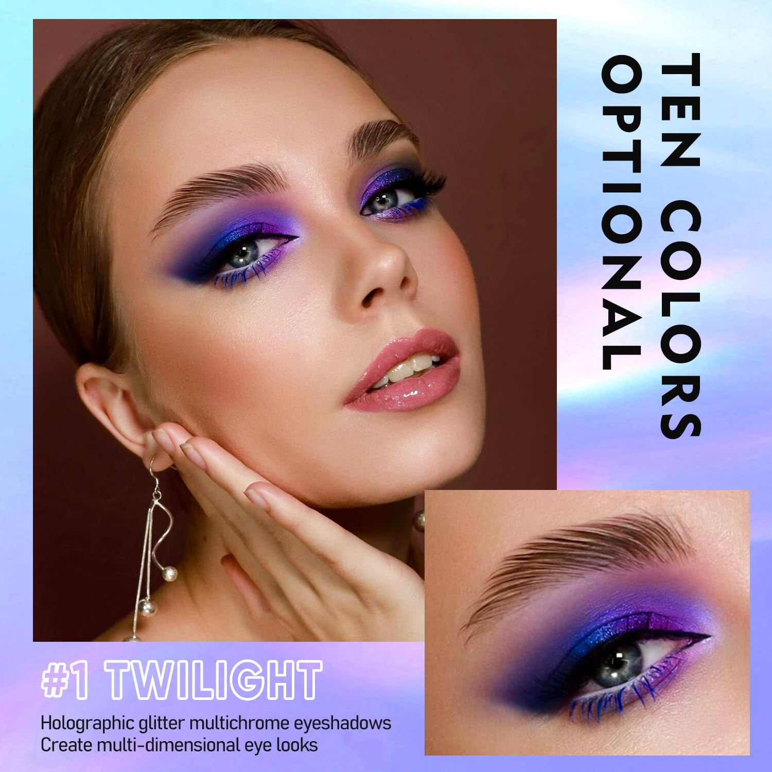 MAKI YIKA Glitter Eyeshadow Purple Liquid Multichrome Eyeshadows Long Lasting, Metallic Chameleon Eye Shadow Smudgeproof Holographic Multi-Dimensional Eye Looks (#1 Twilight)