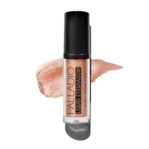 palladio liquid eyeshadow, creamy shimmery formula that instantly adheres to the eyelid with flexible applicator wand for over 8 hours of smudge and crease-proof wear (sunstone)