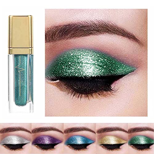 Kilshye Glitter Liquid Eyeshadow Shimmer Eye Shadow Metallic Eyeshadows High Pigment Eyes Shadow Long Lasting Waterproof Eyes Liquid Makeup for Women and Girls Pack of 1 (C- Green 18)