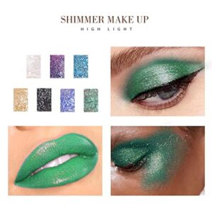 Kilshye Glitter Liquid Eyeshadow Shimmer Eye Shadow Metallic Eyeshadows High Pigment Eyes Shadow Long Lasting Waterproof Eyes Liquid Makeup for Women and Girls Pack of 1 (C- Green 18)