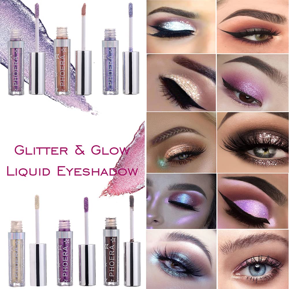 Glitter Eyeshadow，Makeup For Eyes Liquid Shimmer Sparkle Glow Light Colors Pencil Stick Shiny Long Lasting Waterproof Shining Eye Shadow Sets Metallic Pigments Metals Gloss Sparkling Pen Kit (A103)