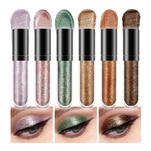 6pcs waterproof glitter eyeliner liquid glitter eyeshadow sticks kit.longwearing sombras de ojos profesional makeup glitter for eyes .6 colorful liquid glitter eye liner eye shadow set b