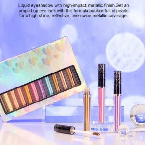 12 Colors Liquid Glitter Eyeshadow Set, Shimmer Sparkling Eyeshadow -Waterproof Long Lasting Quick-Drying Eyeshadow Metallic Pigment Primer Base Makeup Kits