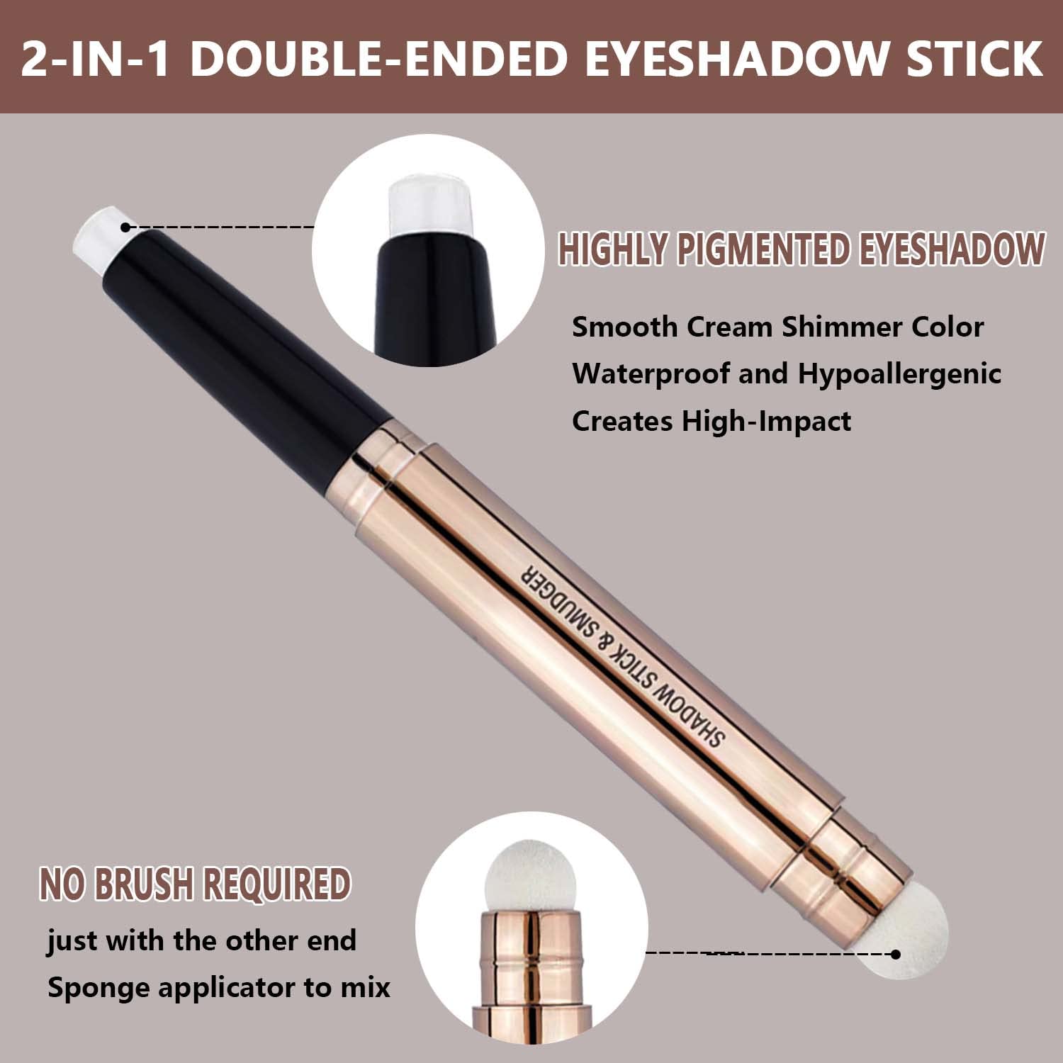 White Eyeshadow Stick Halloween Makeup, Cream Smooth Shimmer Single Eyeshadow Pencil, Hypoallergenic Waterproof Long Lasting Eye Shadow Highlighter Stick Liquid Eyeshadow Eye Primer(01# White Shimmer)