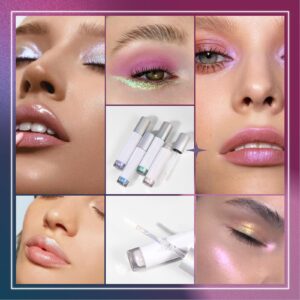 NewBang Glitter Liquid Eyeshadow,Holographic Multichrome Chameleon Eye Shadow Metallic Multi-Dimensional Sparking Shining Eyeliner Waterproof Longlasting Shimmer pigmented For Eyes Makeup-Pink