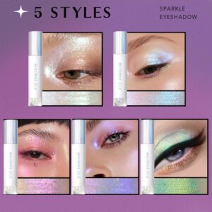 NewBang Glitter Liquid Eyeshadow,Holographic Multichrome Chameleon Eye Shadow Metallic Multi-Dimensional Sparking Shining Eyeliner Waterproof Longlasting Shimmer pigmented For Eyes Makeup-Pink