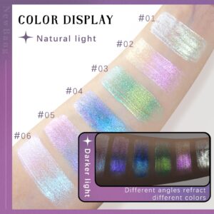 NewBang Glitter Liquid Eyeshadow,Holographic Multichrome Chameleon Eye Shadow Metallic Multi-Dimensional Sparking Shining Eyeliner Waterproof Longlasting Shimmer pigmented For Eyes Makeup-Pink