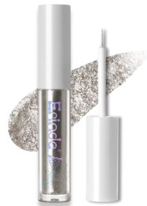 erinde liquid glitter eyeshadow eyeliner, metallic shimmer glitter eyeshadow liner, high pigment colored eyeliner, waterproof long lasting sparkle christmas eye makeup for women, star silver