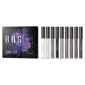 Anglicolor 9 Colors Liquid Glitter Eyeshadow,Black Smokey Gray Silver Cool Toned Matte Shimmer Eye shadow Make Up (9PC Smokey)