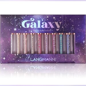 10 Colors Glitter Pearl Liquid Eyeshadow Waterproof Metallic Diamond Shimmer Eye Shadow Set Smudge-proof Shiny Eye Pigment Quick-Drying Sparkling Eye Shadow Naked Smokey Eye Looks Makeup