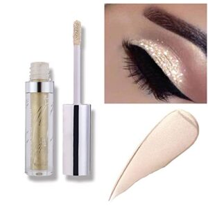 hotiary glitter liquid eyeshadow, metallic glitter shimmer sparkling eye shadow, long lasting waterproof high pigments sparkle eye makeup kit, metals gloss eyeliner pen(gold cream)