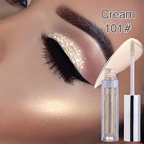 Hotiary Glitter Liquid Eyeshadow, Metallic Glitter Shimmer Sparkling Eye Shadow, Long Lasting Waterproof High Pigments Sparkle Eye Makeup Kit, Metals Gloss Eyeliner Pen(Gold Cream)