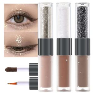 6 colors liquid glitter eyeshadow sparkle eye makeup sticks set.quick drying & easy to apply.brown#