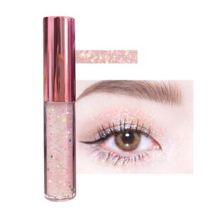 kwolykim liquid glitter eyeshadow, long lasting, quick drying, easy to apply, loose bling glitter diamond pigmented glue for eye crystals makeup (sparkling pink purple sequins)