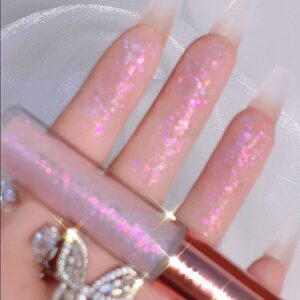 KWOLYKIM Liquid Glitter Eyeshadow, Long Lasting, Quick Drying, Easy to Apply, Loose Bling Glitter Diamond Pigmented Glue for Eye Crystals Makeup (Sparkling Pink Purple Sequins)