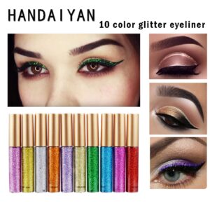 Kyannkara Liquid Glitter Eyeshadow Glitter Eyeliner Metallic Shimmer Eye Looks Galaxy Long Lasting Quick-Drying Sparkling Eye Shadow（09#）