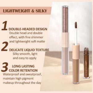 DAGEDA 12 Colors Liquid Eyeshadow Set, 6Pcs Dual-ended Waterproof Matte and Pearl Eyeshadow, Highly Pigmented Neutral Eyeshadow, Long Lasting Quick-Drying Glitter Eye Makeup Set