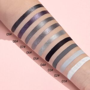 MAEPEOR Liquid Glitter Eyeshadow Set 9 Colors Black Grey Silver Smokey Eyeshadow Longlasting Waterproof Smooth Creamy Eyeshadow Set (9 Colors Set 1)