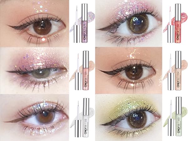 ONLYBETTER Liquid Glitter Eyeshadow Set, Long Lasting, Quick-Drying Sparkling Eye Shadow, Waterproof Liquid Eye Shadow, Creates High-Impact Liquid Eye Glitter