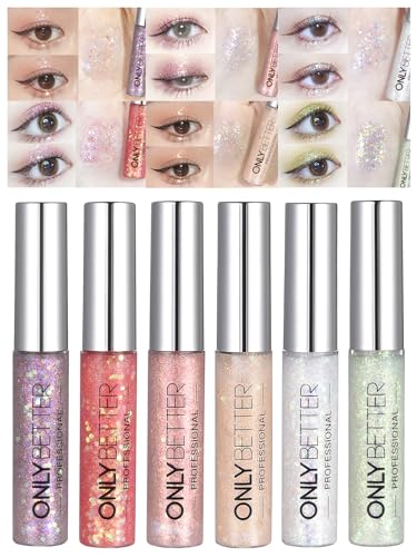 ONLYBETTER Liquid Glitter Eyeshadow Set, Long Lasting, Quick-Drying Sparkling Eye Shadow, Waterproof Liquid Eye Shadow, Creates High-Impact Liquid Eye Glitter