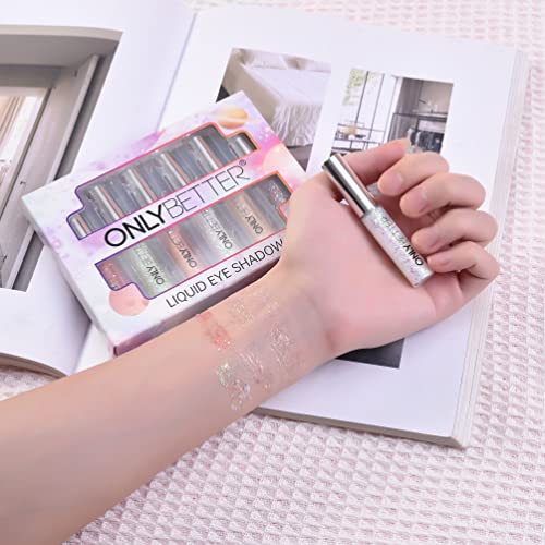 ONLYBETTER Liquid Glitter Eyeshadow Set, Long Lasting, Quick-Drying Sparkling Eye Shadow, Waterproof Liquid Eye Shadow, Creates High-Impact Liquid Eye Glitter