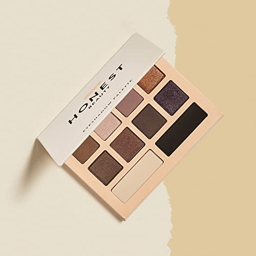 Honest Beauty Longlasting Vegan Liquid Eyeliner + Talc-Free Eyeshadow Pallette with 10 Shades Bundle | Dermatologist Tested + Cruelty Free | 0.58 fl oz, 0.67 oz