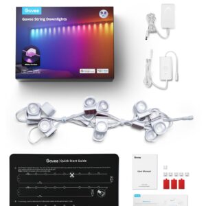 Govee RGBIC String Downlights, Smart LED String Lights Works with Alexa, Color Changing Indoor Wall Light Fixture for Party, New Year & Daily, Music Sync, 9.8ft with 15 LEDs, White