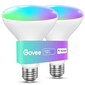 govee smart light bulbs, 1200 lumens dimmable br30 bulbs, rgbww color changing light bulbs, wifi led bulbs, 16 million colors, work with alexa, 2 pack