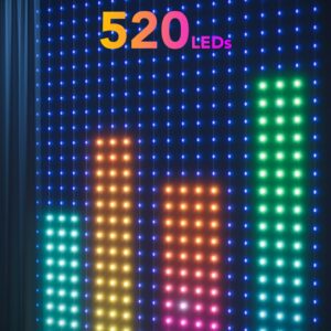 Govee Curtain Lights, Smart LED Curtain Lights, Color Changing Wall Lights, Dynamic DIY Curtain String Lights for Bedroom Living Room Backdrop Decor, Outdoor IP65 Waterproof, 5 x 6.6ft, 520 RGBIC LEDs