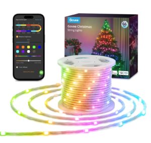 govee 66ft string lights, smart rgbic rope lights indoor with 99+ preset scene modes, ip65 waterproof christmas led lights outdoor, sync with music, works with alexa, holiday home party decoration