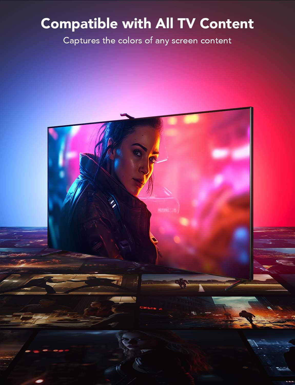 Govee Envisual TV Backlight T2 with Dual Cameras, 16.4ft RGBIC Wi-Fi LED Backlights for 75-85 inch TVs, Double Light Beads, Adapts to Ultra-Thin TVs, Smart App Control, Music Sync, H605C