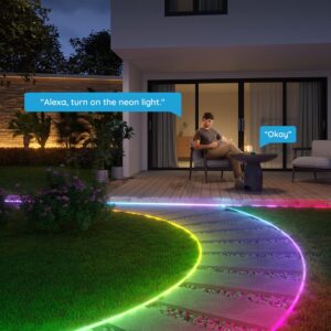 Govee Outdoor Neon Rope Lights, 32.8ft RGBIC IP67 Waterproof Patio Decorations with 64 Scene Modes, Music Sync, Flexible LED Outdoor Lights, Holiday Lights Work with Alexa, Google Assistant