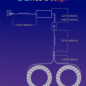 Govee Outdoor LED Strip Lights Waterproof, Connected 2 Rolls of 32.8ft(65.6ft) RGBIC Outdoor Lights, Splitter Connector, Patio Decorations, Work with Alexa, Outdoor Strip Lights for Eave, Roof