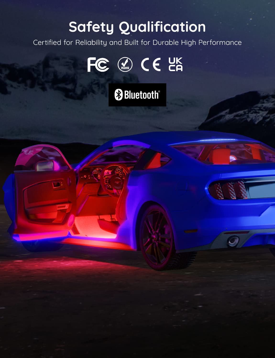 Govee Car LED Lights, Smart Interior Lights with App Control, RGB Inside Car Lights with DIY Mode and Music Mode, 2 Lines Design for Cars with Car Charger, DC 12V